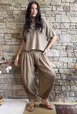 Annie Cushion Cotton Cuff Barrel Pant Honey Bronze